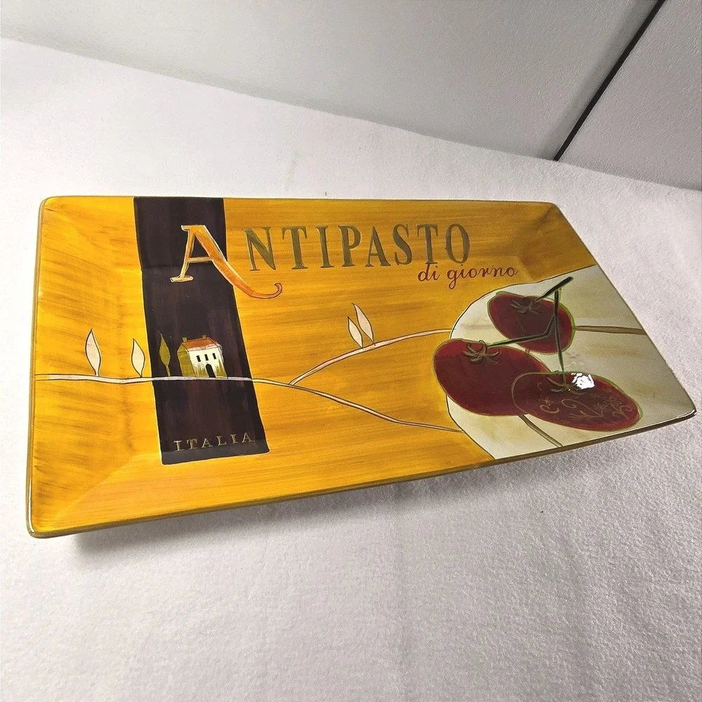 Pier 1 Earthenware Tray Antipasto Olive Serving Platter Charcuterie Board 10x18‎
